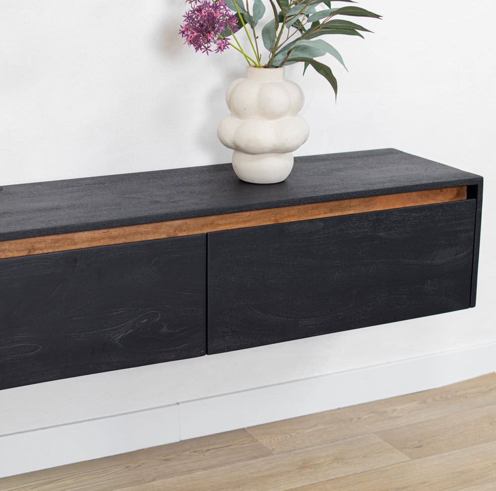 Orleans - TV-Meubel - Zwart - 135x32x30 cm