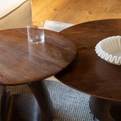 Mike Salontafel set van 2 large & small Walnoot