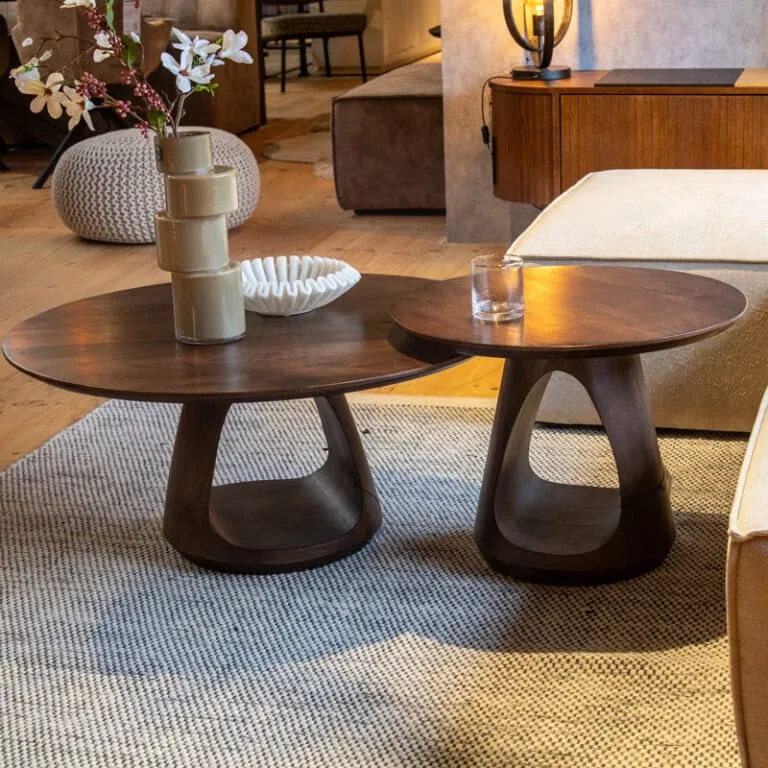 Mike Salontafel set van 2 large & small Walnoot