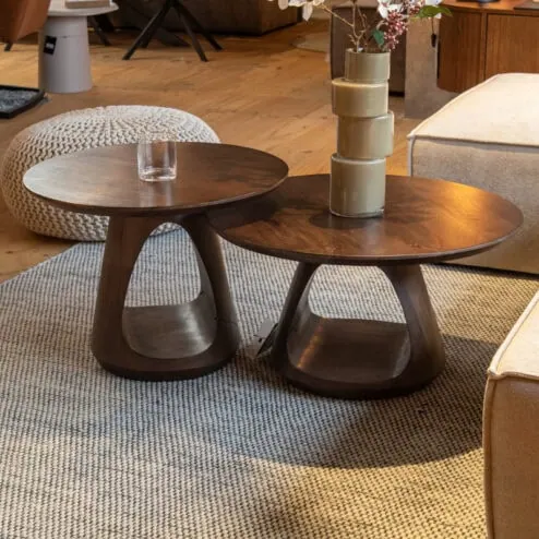Mike Salontafel set van 2 medium & small Walnoot