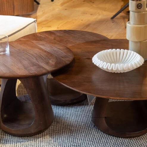 Mike Salontafel set van 3 Walnoot