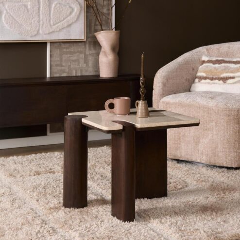 Elodie Bijzettafel Creme Marmer 57 cm