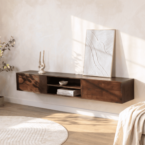 Sigge Zwevend Tv meubel walnoot 200cm