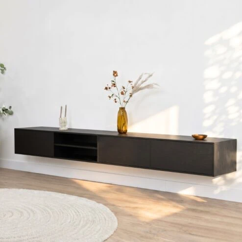 Sigge Zwevend Tv meubel zwart 240cm