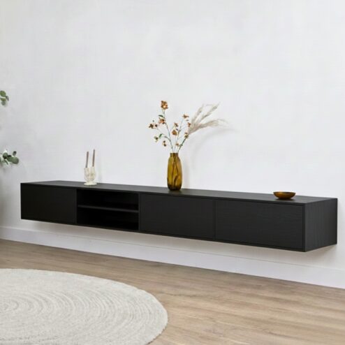 Sigge Zwevend Tv meubel zwart 240cm