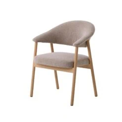 Eliza Eetkamerstoel lichtbruin met naturel poot