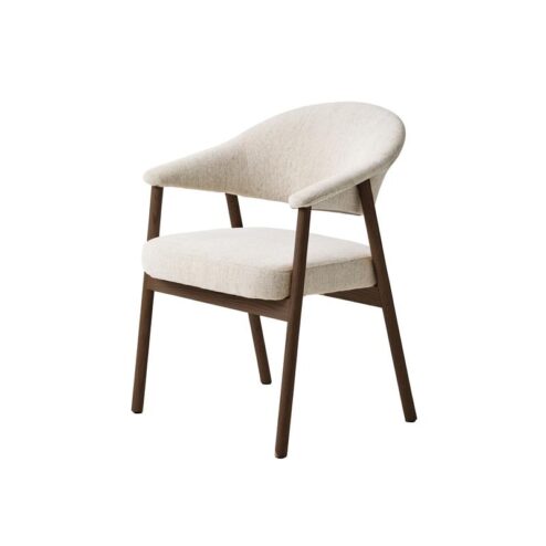 Eliza Eetkamerstoel zand met walnoot poot