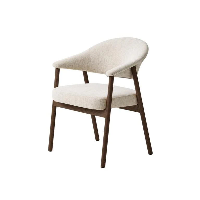 Eliza Eetkamerstoel zand met walnoot poot