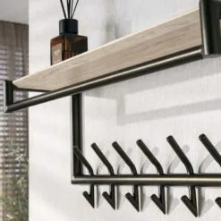 Fenna Kapstok met hoedenplank 14 haken Travertine 85cm