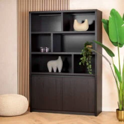 Kiara Vakkenkast 2-deur 6-vaks Zwart 138cm