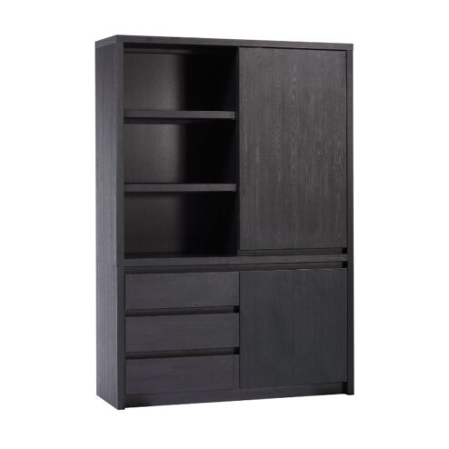Kiara Vakkenkast 2-deur 3-vaks Zwart 138cm