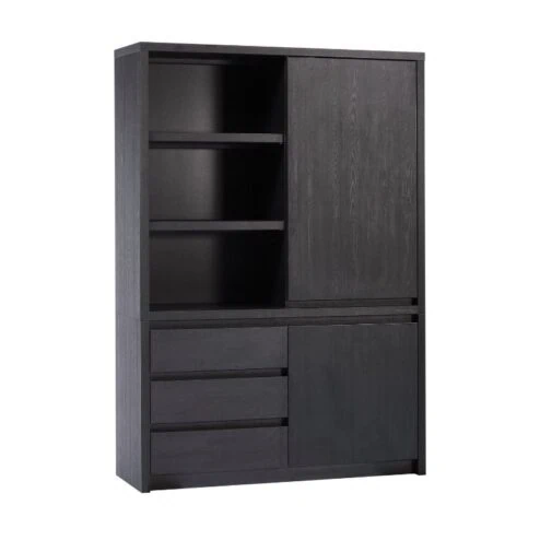 Kiara Vakkenkast 2-deur 3-vaks Zwart 138cm