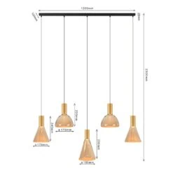 Marlo 5-lichts Hanglamp Amber glas