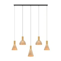 Marlo 5-lichts Hanglamp Amber glas