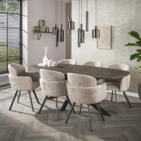 Miles Eettafel deens ovaal Brons 215cm