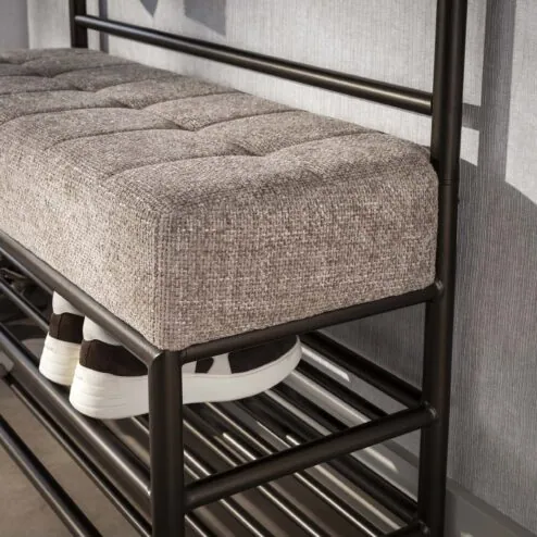 Patrick Garderobebank 11 haken brons 100cm