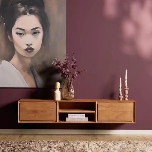 Tony Zwevend Tv meubel Naturel Mangohout 160 cm