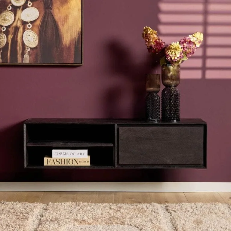 Tony Zwevend Tv meubel Zwart Mangohout 120 cm