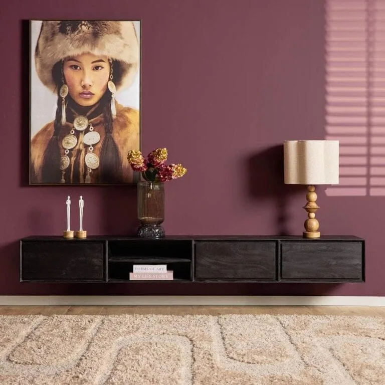 Tony Zwevend Tv meubel Zwart Mangohout 240 cm