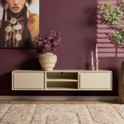 Tony Zwevend Tv meubel Zand Mangohout 160 cm