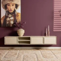 Tony Zwevend Tv meubel Zand Mangohout 200 cm