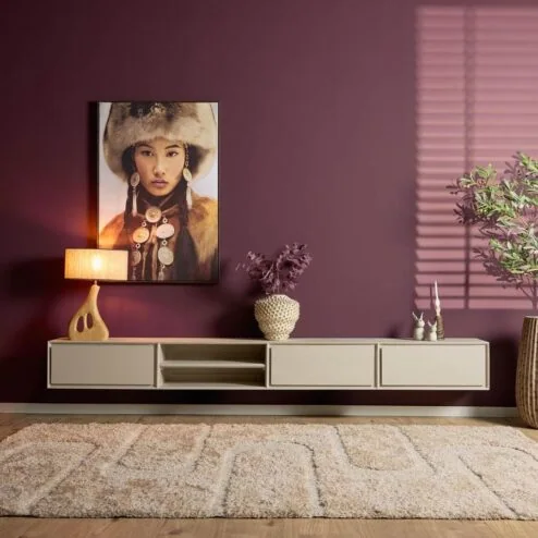 Tony Zwevend Tv meubel Zand Mangohout 240 cm