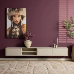 Tony Zwevend Tv meubel Zand Mangohout 280 cm