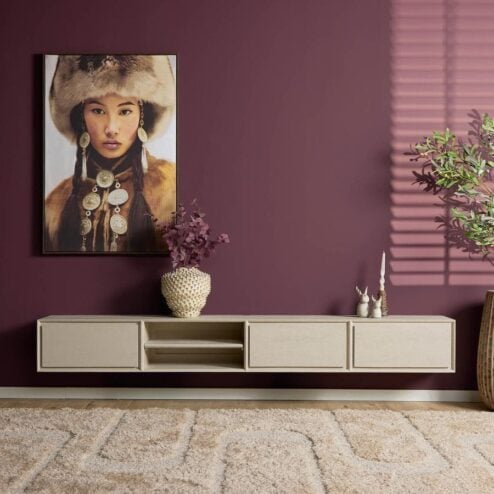 Tony Zwevend Tv meubel Zand Mangohout 280 cm