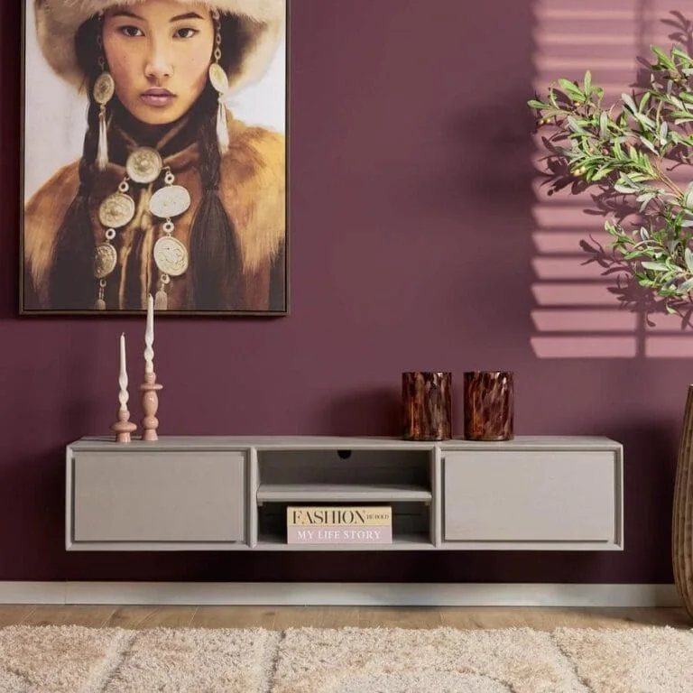 Tony Zwevend Tv meubel Taupe Mangohout 160 cm