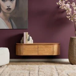 Evi Zwevend Tv meubel Naturel Mangohout 120cm