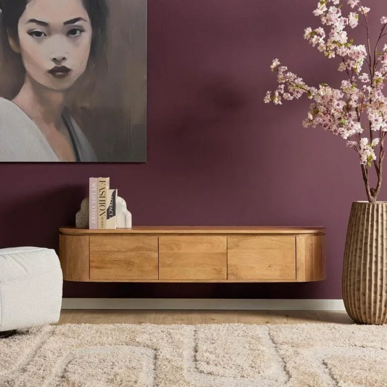 Evi Zwevend Tv meubel Naturel Mangohout 160cm