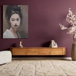 Evi Zwevend Tv meubel Naturel Mangohout 240cm