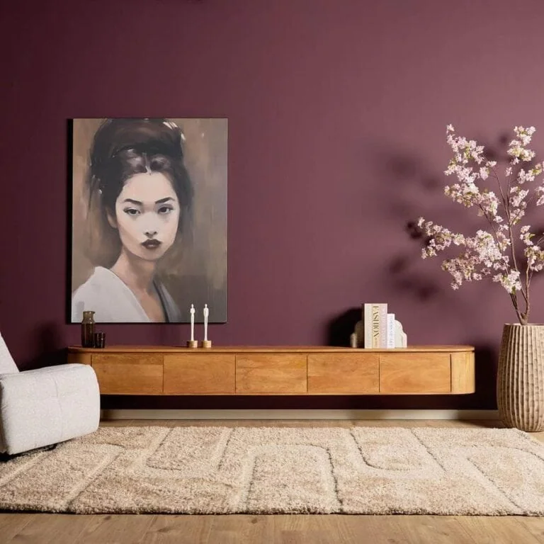 Evi Zwevend Tv meubel Naturel Mangohout 280cm