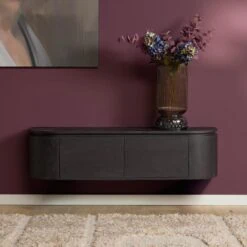 Evi Zwevend Tv meubel Zwart Mangohout 120cm