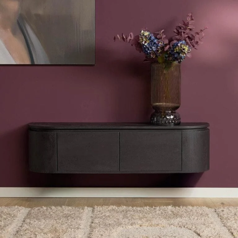 Evi Zwevend Tv meubel Zwart Mangohout 120cm