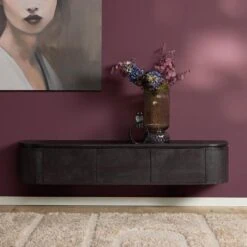 Evi Zwevend Tv meubel Zwart Mangohout 160cm