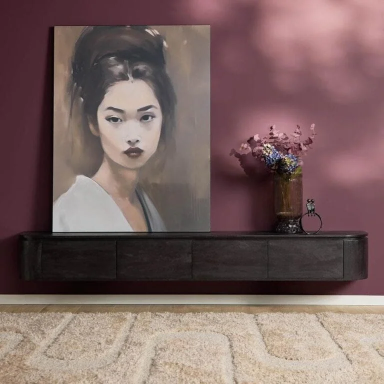 Evi Zwevend Tv meubel Zwart Mangohout 240cm