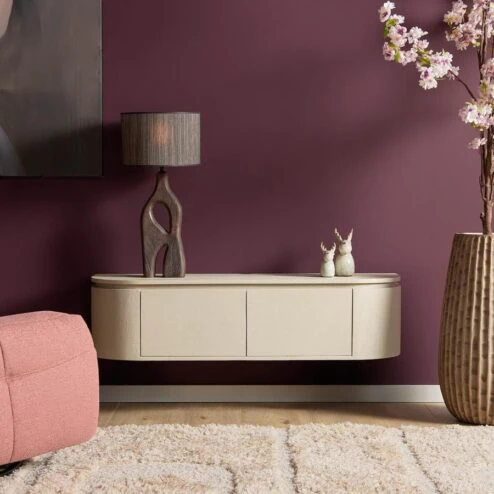 Evi Zwevend Tv meubel Zand Mangohout 120cm