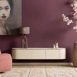 Evi Zwevend Tv meubel Zand Mangohout 160cm