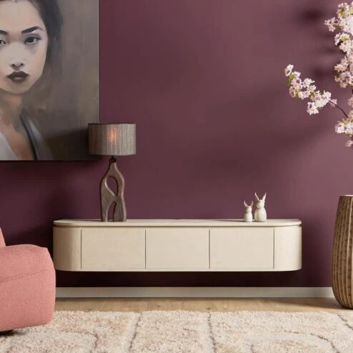 Evi Zwevend Tv meubel Zand Mangohout 160cm