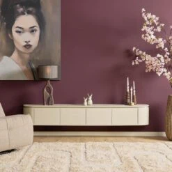 Evi Zwevend Tv meubel Zand Mangohout 200cm