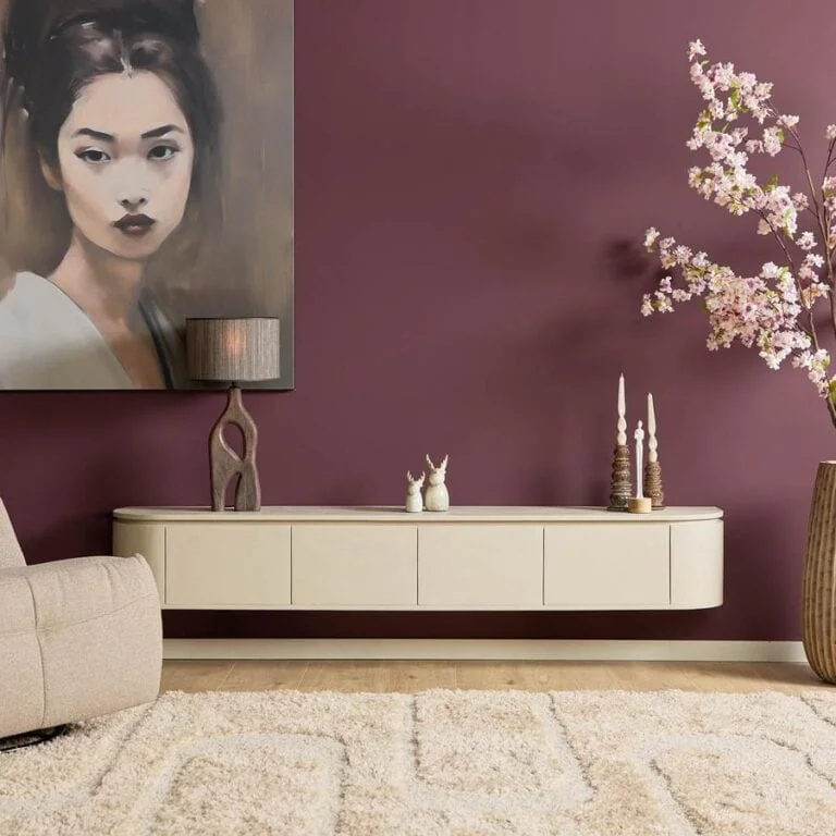 Evi Zwevend Tv meubel Zand Mangohout 200cm