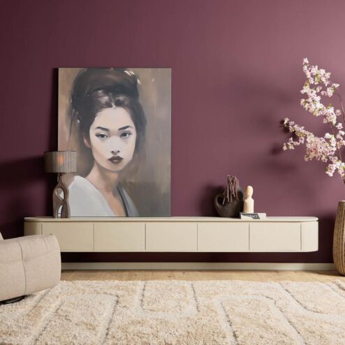 Evi Zwevend Tv meubel Zand Mangohout 280cm