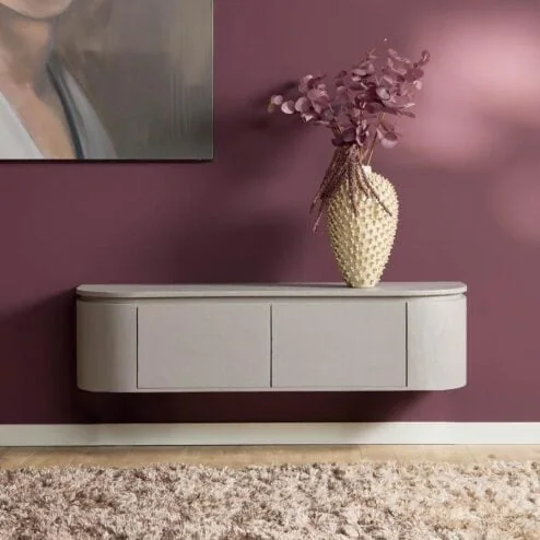 Evi Zwevend Tv meubel Taupe Mangohout 120cm