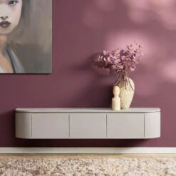 Evi Zwevend Tv meubel Taupe Mangohout 160cm