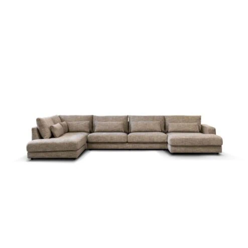 U-Bank Como met ottoman links – Beige Silencio 19 Chenille