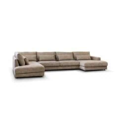 U-Bank Como met ottoman links – Beige Silencio 19 Chenille