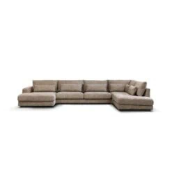 U-Bank Como met ottoman rechts – Beige Silencio 19 Chenille