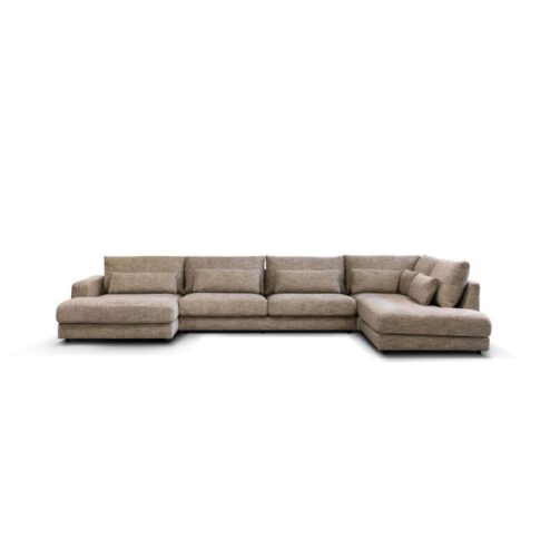 U-Bank Como met ottoman rechts – Beige Silencio 19 Chenille