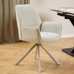 Bella Eetkamerstoel beige met beige onderstel